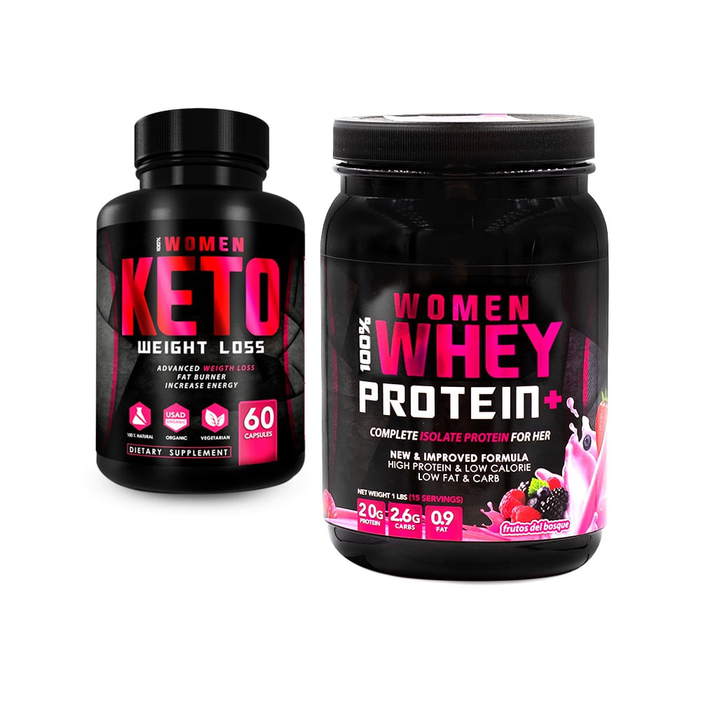 Kit Keto weight loss + Proteína Women Whey Frutos del Bosque - 100%Womenwhey